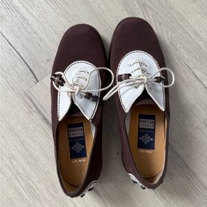 Stuart Weitzman Brown and White Oxford Golf Shoe